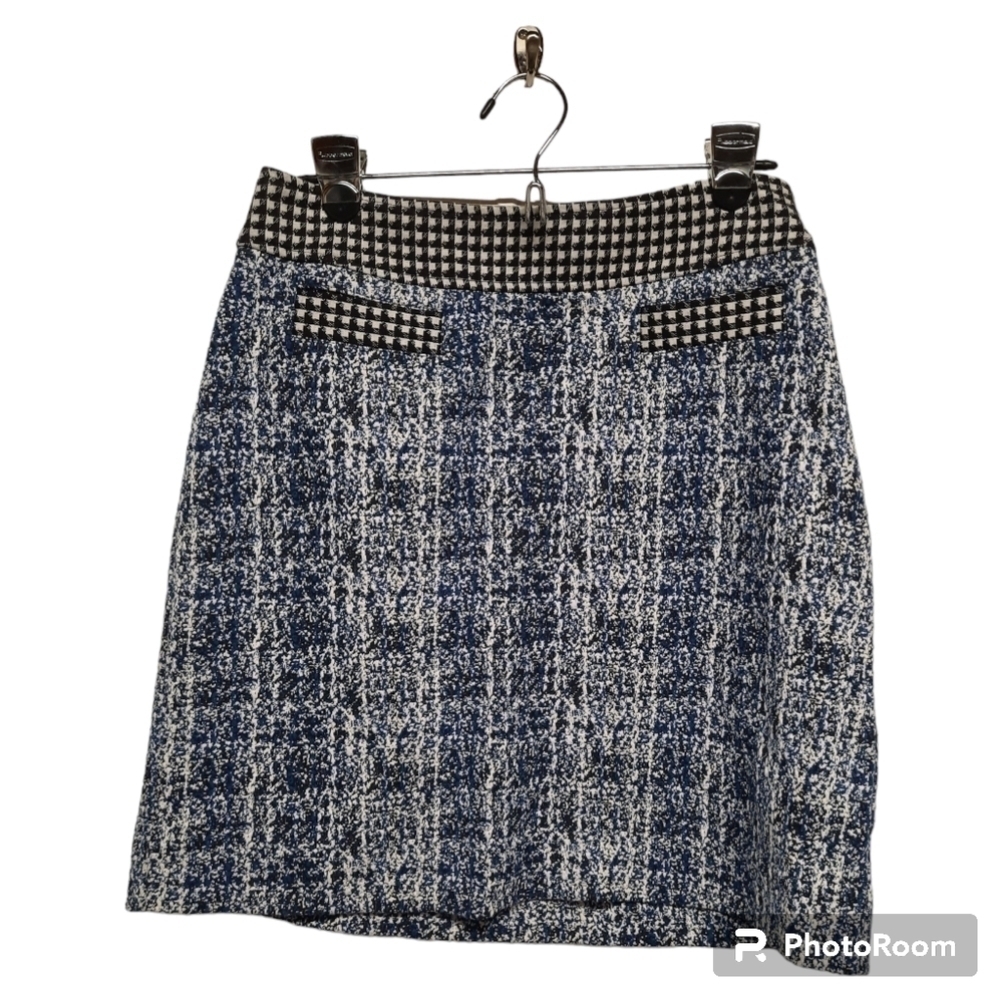 Cabi Women's Reina 21 Club Tweed Skirt 5320 Blue Black 5320 (Size 6)